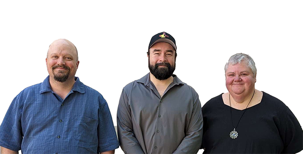 Photo of the Web Apps Team,Patrick Schierstein, Bennett Poulin, and Amy Winter